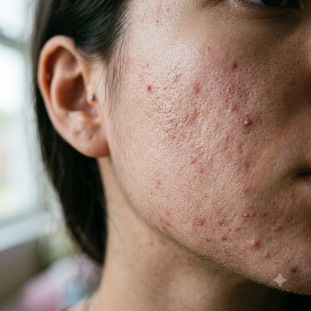 Trước điều trị: Kết quả điều trị mụn chuyên sâu & phục hồi da sẹo thâm